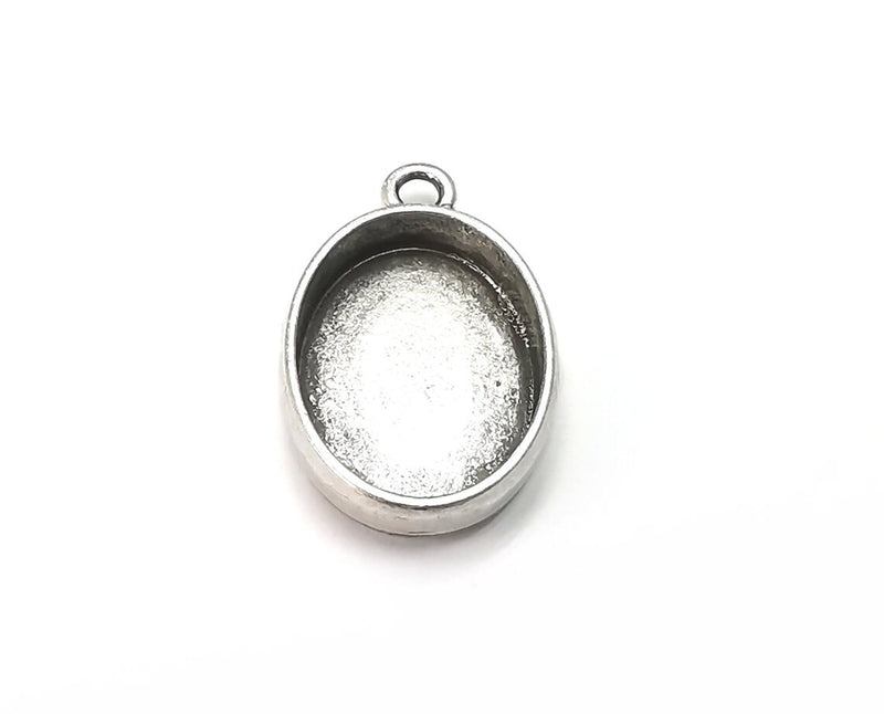 4 Oval Pendant Blanks, Resin Bezel Bases, Mosaic Mountings, Dry flower Frame, Polymer Clay base, Antique Silver Plated (18x13mm) G33164