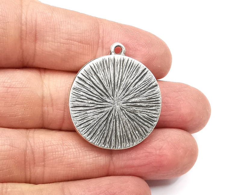 Flower Round Pendant Blanks, Resin Bezel Bases, Mosaic Mountings, Dry flower Frame, Polymer Clay base, Antique Silver Plated (20mm) G33165