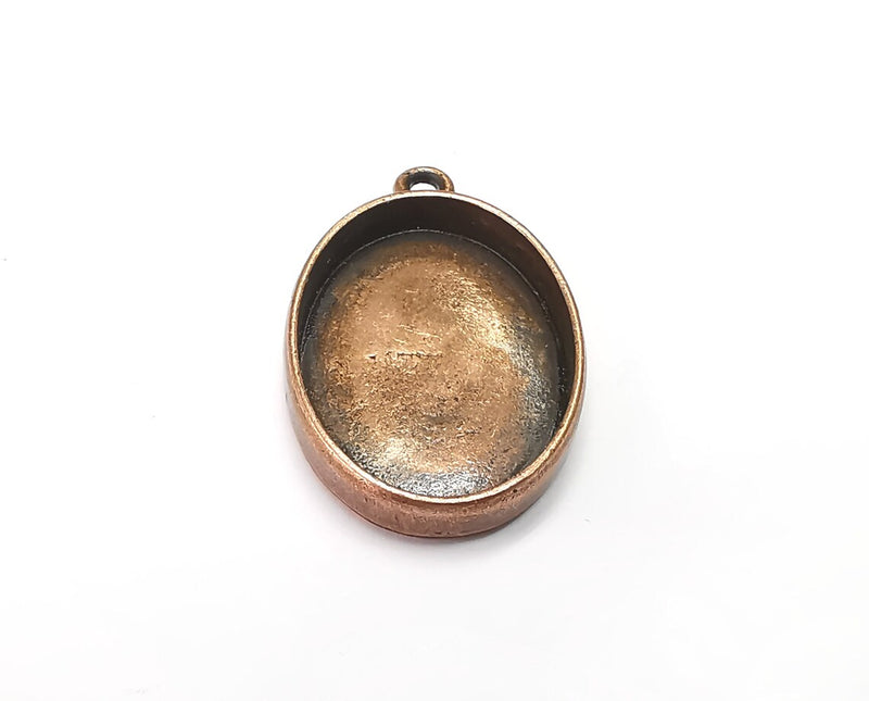2 Oval Pendant Blanks, Resin Bezel Bases, Mosaic Mountings, Dry flower Frame, Polymer Clay base, Antique Copper Plated (25x18mm) G33136