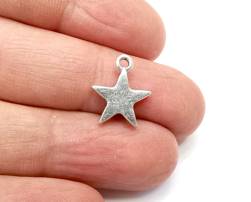 5 Star Charms Antique Silver Plated Charms (15x13mm) G29647