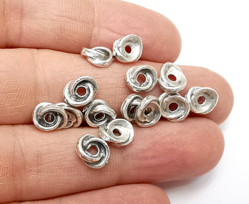 925 Sterling Silver Findings - Shimmering Textured Round Beads - Spacers -  8mm ( 2 pcs)