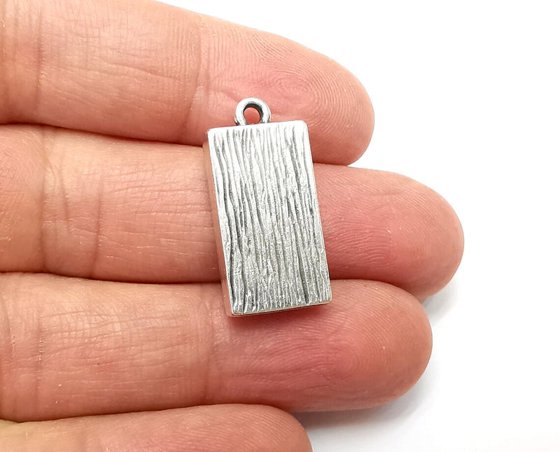 Rectangle Pendant Blanks, Resin Bezel Bases, Mosaic Mountings, Dry flower Frame, Polymer Clay base, Antique Silver Plated (20x10mm) G33324