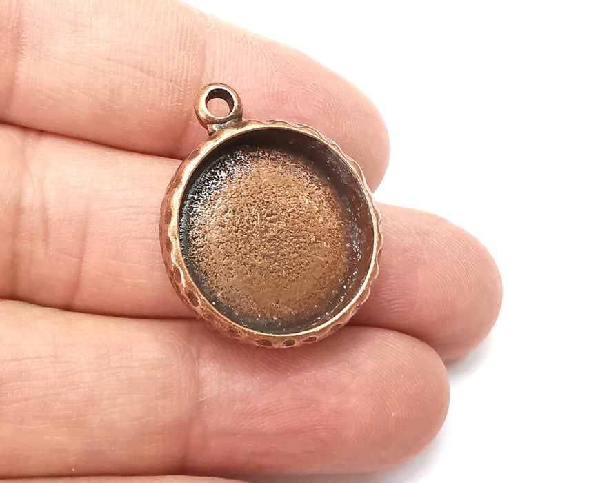 Round Pendant Blanks, Resin Bezel Bases, Mosaic Mountings, Dry flower Frame, Polymer Clay base, Antique Copper Plated (20mm) G33374