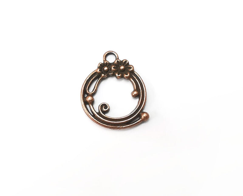 5 Flower Charms Antique Copper Plated Charms (21x17mm) G33376