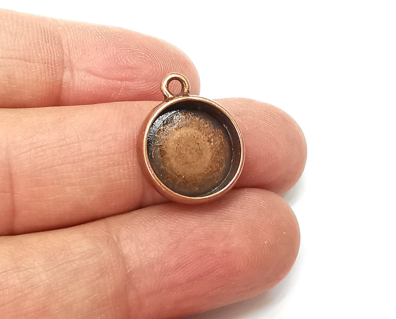 4 Round Pendant Blanks, Resin Bezel Bases, Mosaic Mountings, Dry flower Frame, Polymer Clay base, Antique Copper Plated (16mm) G33377