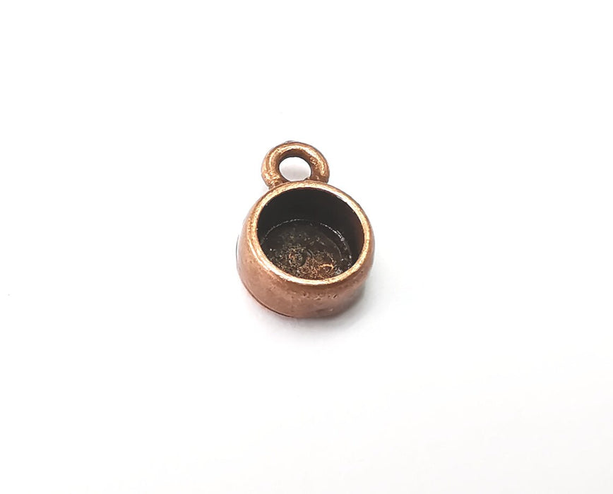 5 Round Pendant Blanks, Resin Bezel Bases, Mosaic Mountings, Polymer Clay base, Antique Copper Plated (6mm) G33378