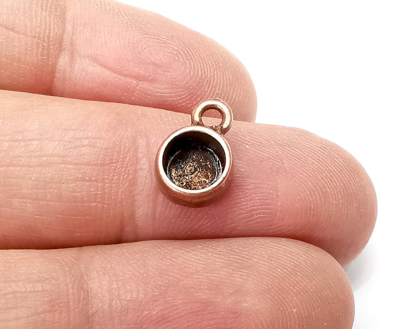 5 Round Pendant Blanks, Resin Bezel Bases, Mosaic Mountings, Polymer Clay base, Antique Copper Plated (6mm) G33378