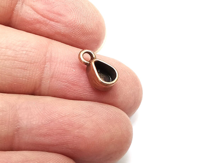 5 Drop Pendant Blanks, Resin Bezel Bases, Mosaic Mountings, Dry flower Frame, Polymer Clay base, Antique Copper Plated (6x4mm) G33380