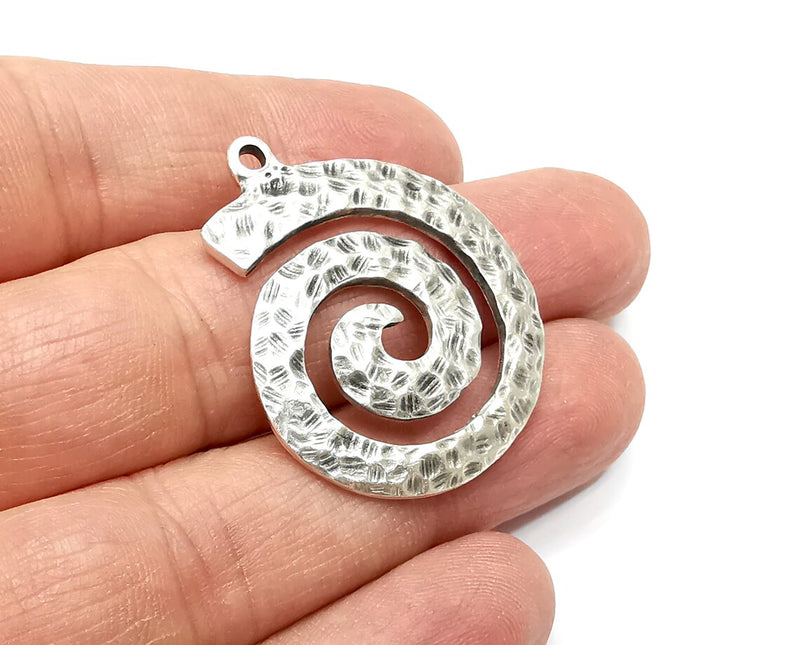 Swirl Charms, Hammered Antique Silver Plated (38x32mm) G33294