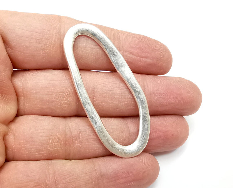 Oval Charms Antique Silver Plated Findings (56x24mm) G33315