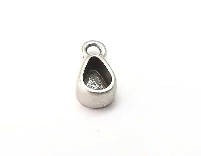 5 Drop Pear Pendant Blanks, Resin Bezel Bases, Mosaic Mountings, Dry flower Frame, Polymer Clay base, Antique Silver Plated (6x4mm) G33325
