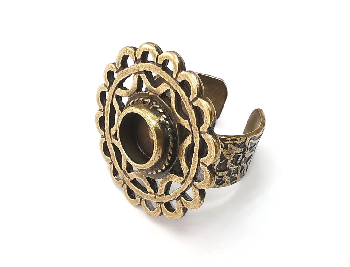 Hearts Ring Blank Setting, Cabochon Mounting, Adjustable Resin Ring Base Bezels, Antique Bronze Inlay Ring Mosaic Ring Bezel (8mm) G33371