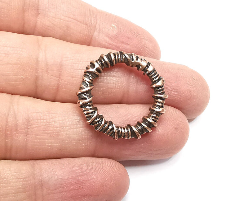 2 Copper Circle Connector Charms Antique Copper Plated Hoop Circle (27mm) G33467