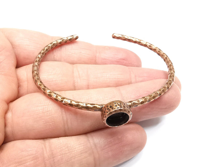 Bracelet Blank Cuff Bezel Resin Cuff inlay Blank Glass Cabochon Base Bezel Hammered Adjustable Antique Copper Bracelet (8mm ) G33469