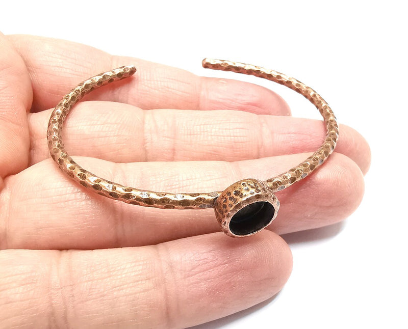 Bracelet Blank Cuff Bezel Resin Cuff inlay Blank Glass Cabochon Base Bezel Hammered Adjustable Antique Copper Bracelet (8mm ) G33469