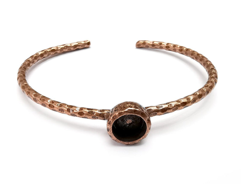 Bracelet Blank Cuff Bezel Resin Cuff inlay Blank Glass Cabochon Base Bezel Hammered Adjustable Antique Copper Bracelet (8mm ) G33469