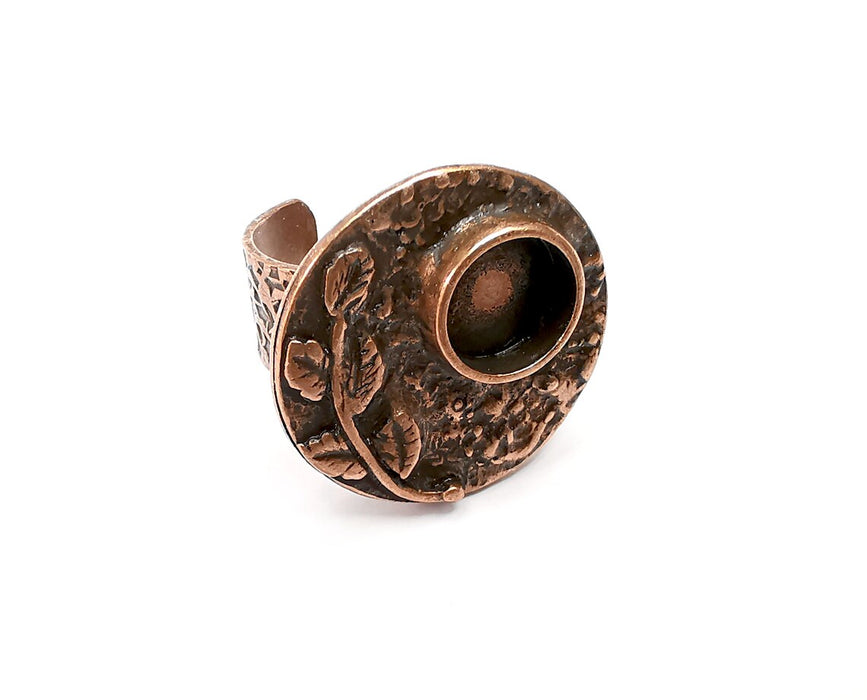 Leaf Ring Blank Settings, Cabochon Mounting, Adjustable Resin Ring Base Bezel, Antique Copper Inlay Mosaic Ring Bezel (10mm) G33466