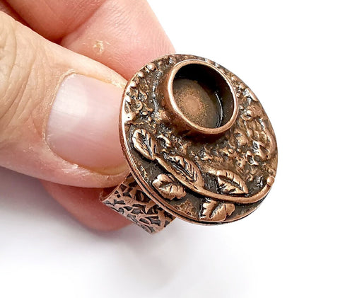 Leaf Ring Blank Settings, Cabochon Mounting, Adjustable Resin Ring Base Bezel, Antique Copper Inlay Mosaic Ring Bezel (10mm) G33466