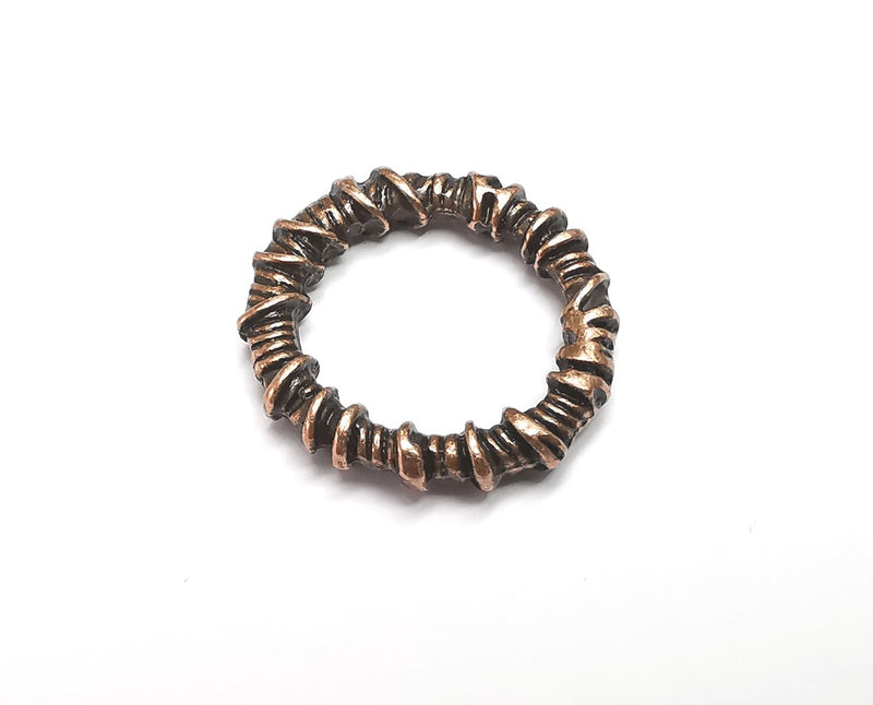 2 Copper Circle Connector Charms Antique Copper Plated Hoop Circle (27mm) G33467