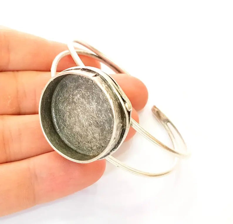 Bracelet Blanks Cuff Blanks Adjustable Bracelet Blank Antique Silver Plated Brass ( 30mm Blanks ) G26924