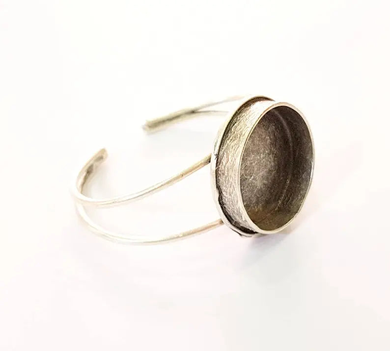 Bracelet Blanks Cuff Blanks Adjustable Bracelet Blank Antique Silver Plated Brass ( 30mm Blanks ) G26924