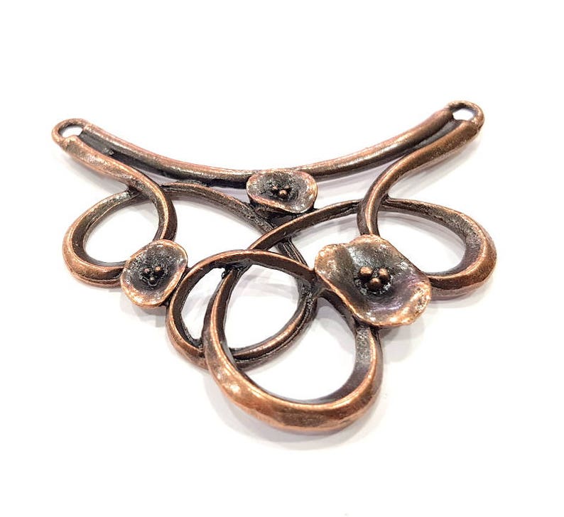 Copper Flower Pendant Antique Copper Pendant Antique Copper Plated Metal (81x49mm) G24935