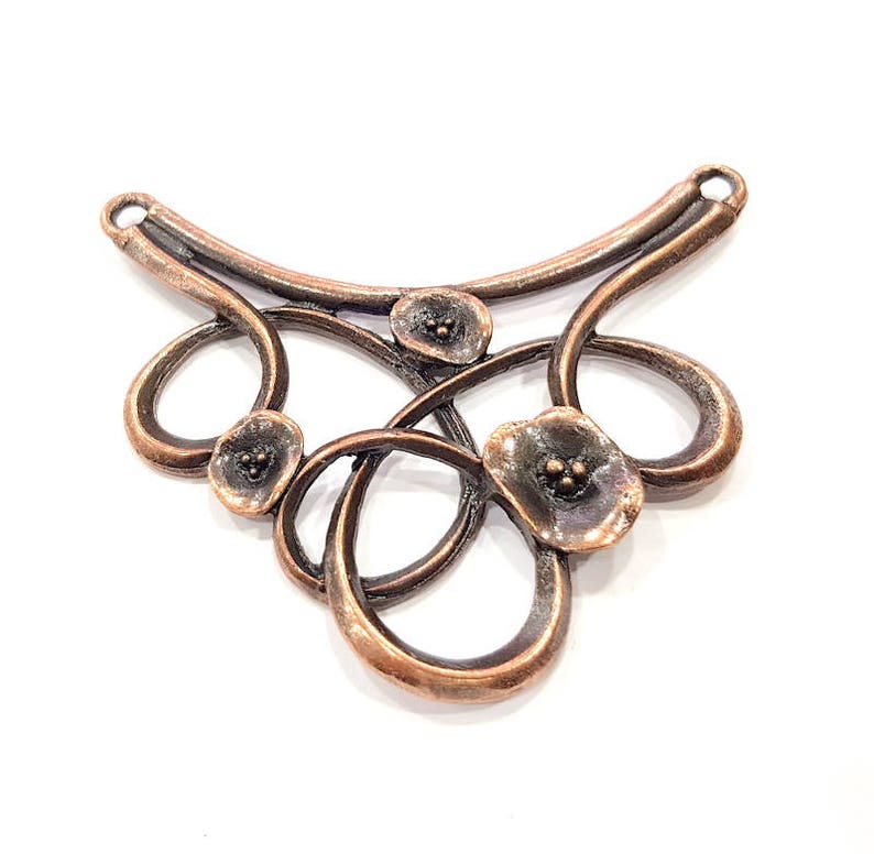 Copper Flower Pendant Antique Copper Pendant Antique Copper Plated Metal (81x49mm) G24935