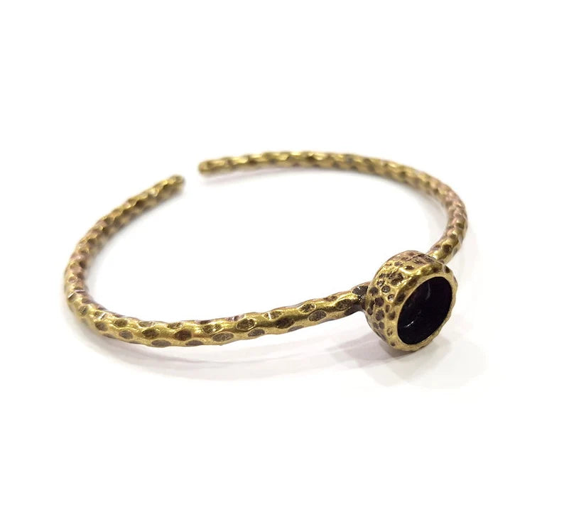 Bracelet Blank Cuff Bezel Resin Cuff inlay Blank Glass Cabochon Base Bezel Hammered Adjustable Antique Bronze Bracelet (10mm ) G16005