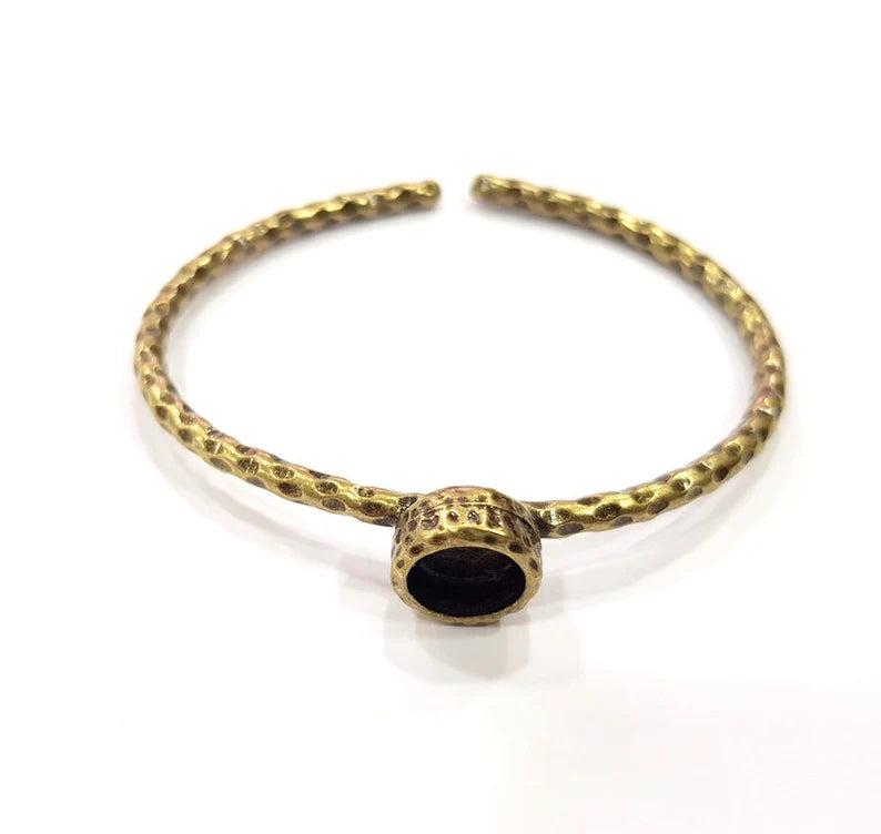 Bracelet Blank Cuff Bezel Resin Cuff inlay Blank Glass Cabochon Base Bezel Hammered Adjustable Antique Bronze Bracelet (10mm ) G16005