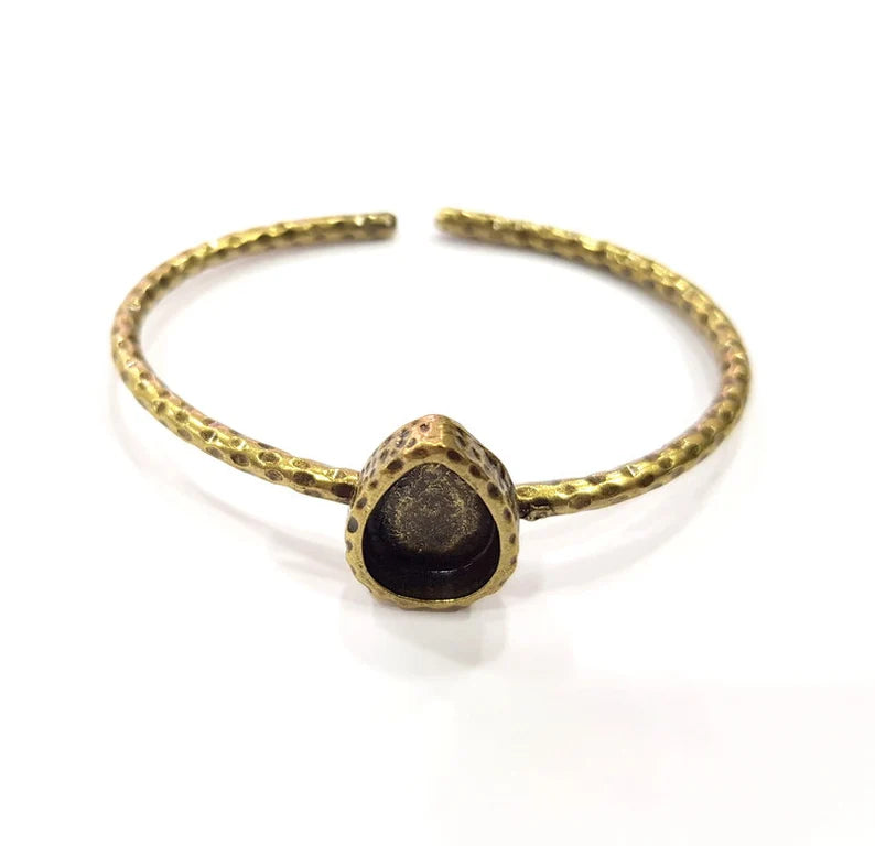 Bracelet Blank Cuff Bezel Resin Cuff inlay Blank Glass Cabochon Base Bezel Hammered Adjustable Antique Bronze Bracelet (14x10mm ) G16000