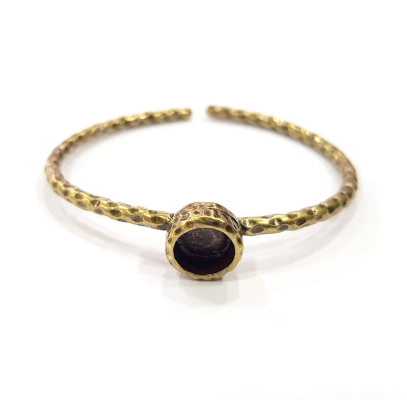 Bracelet Blank Cuff Bezel Resin Cuff inlay Blank Glass Cabochon Base Bezel Hammered Adjustable Antique Bronze Bracelet (10mm ) G16005