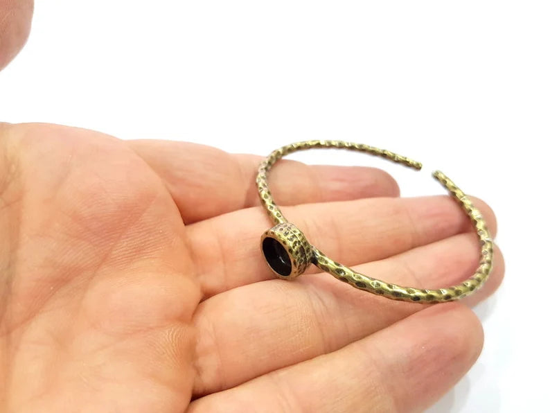 Bracelet Blank Cuff Bezel Resin Cuff inlay Blank Glass Cabochon Base Bezel Hammered Adjustable Antique Bronze Bracelet (10mm ) G16005
