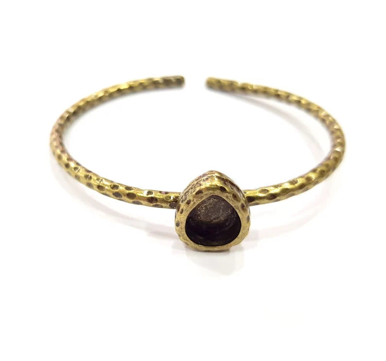 Bracelet Blank Cuff Bezel Resin Cuff inlay Blank Glass Cabochon Base Bezel Hammered Adjustable Antique Bronze Bracelet (10x8mm ) G16009