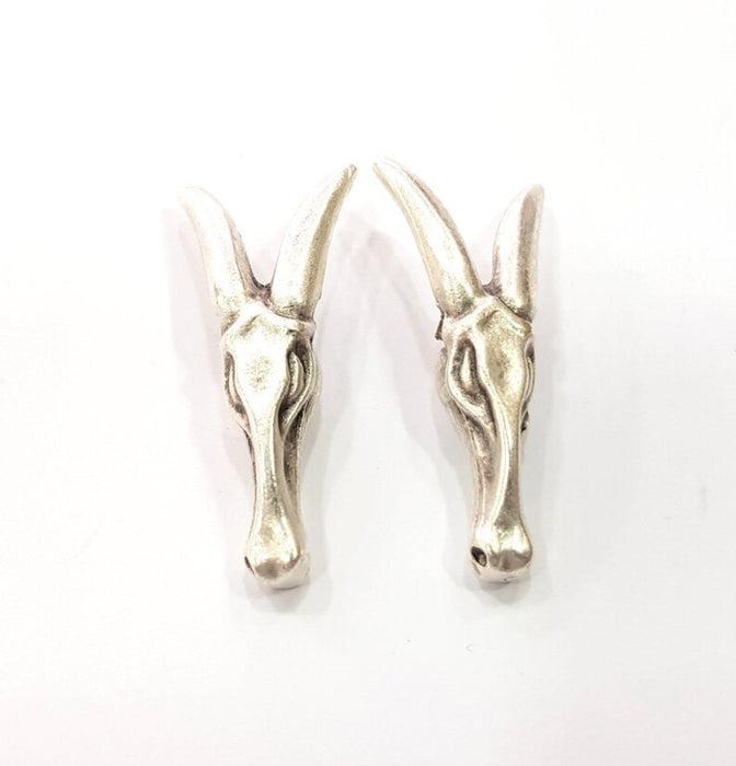 2 Goat Charms Antique Silver Plated Charms (36x16mm) G16178