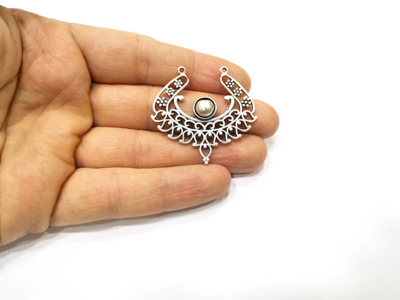 2 Silver Charms Antique Silver Plated Charms (43x40mm)  G17252