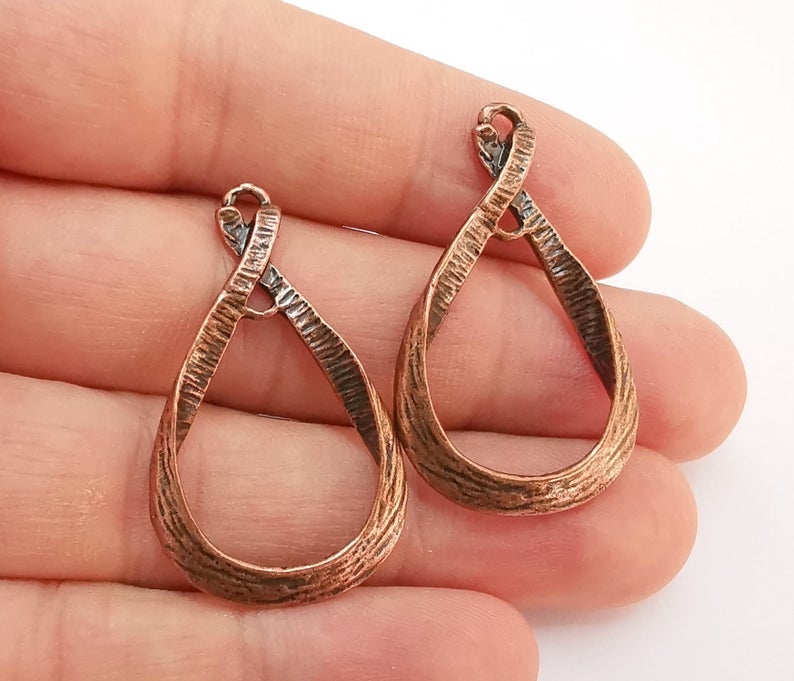 2 Antique Copper Charms Antique Copper Plated Charms (39x23mm)  G22202