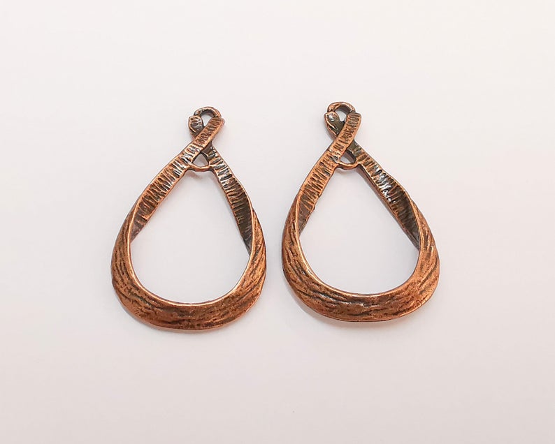 2 Antique Copper Charms Antique Copper Plated Charms (39x23mm)  G22202