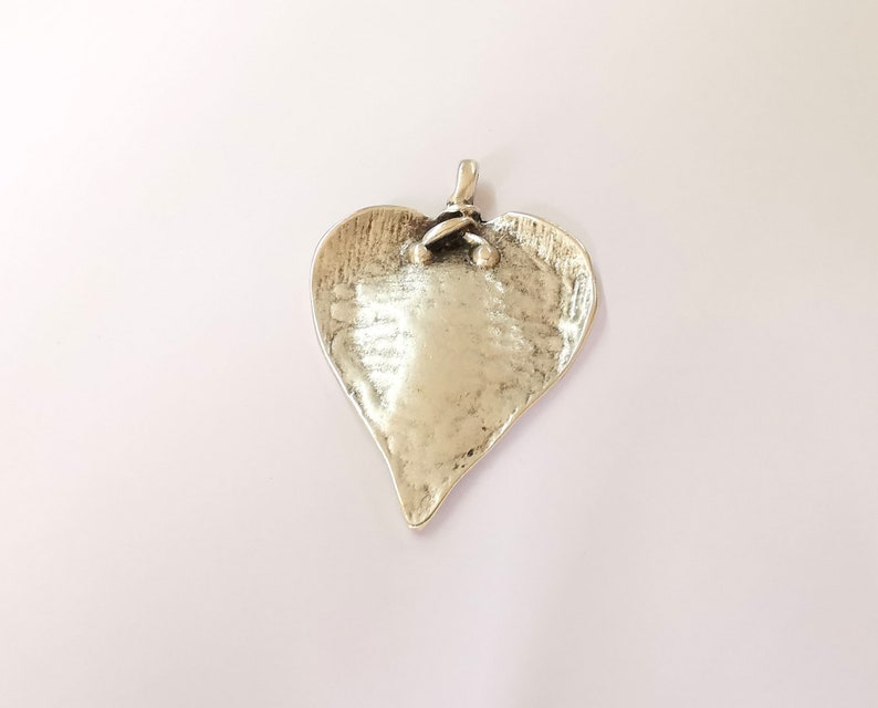 Heart pendant Antique silver plated pendant (62x44mm) G25204