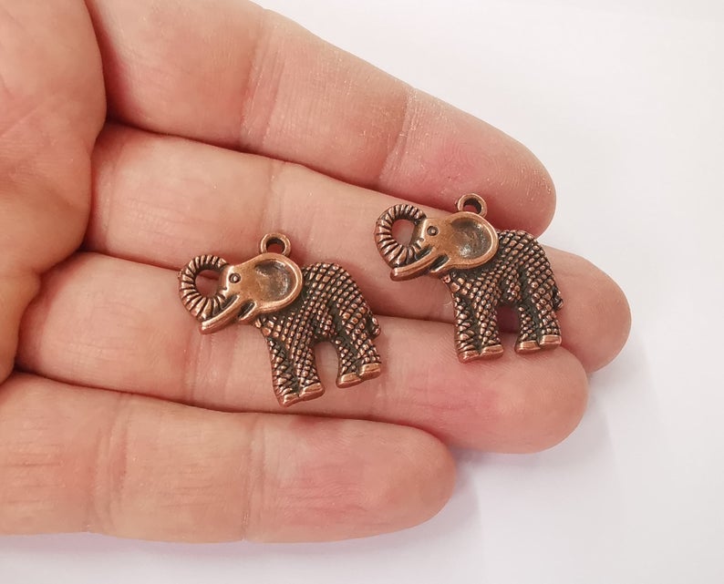 4 Elephant charms Antique copper plated charms (27x24mm) G24166