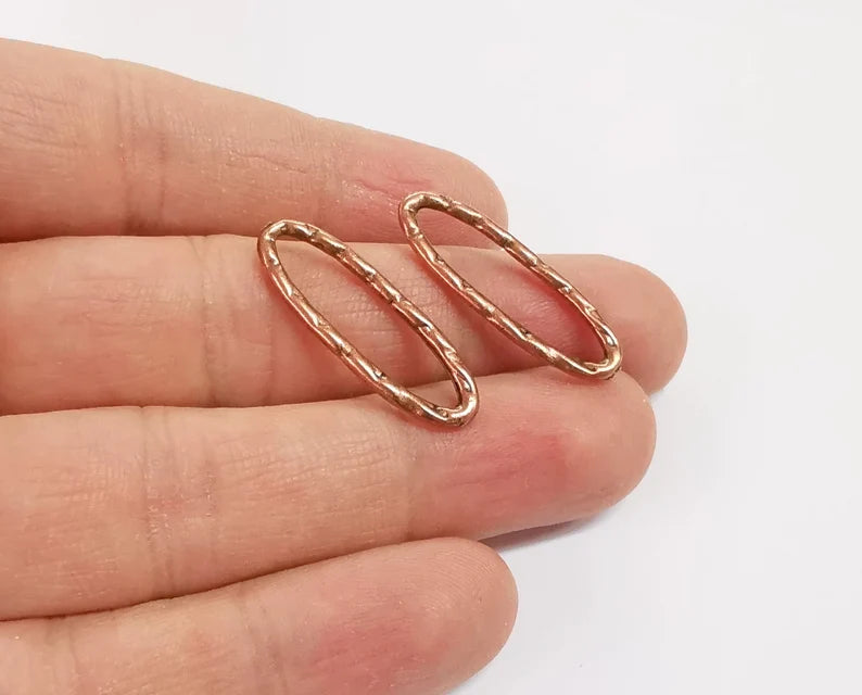 10 Hammered oval findings Antique copper plated findings (30x10mm) G24199