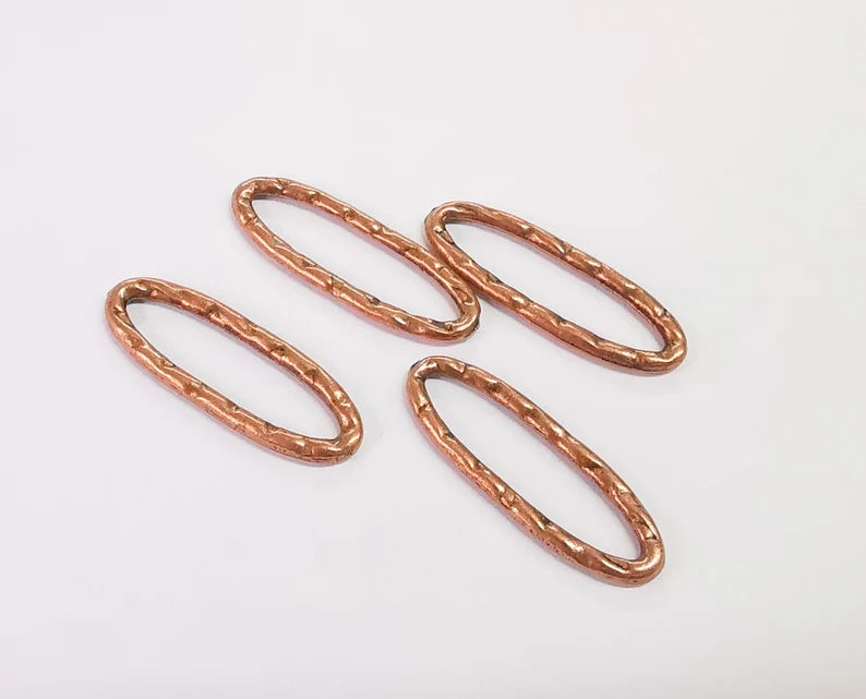 10 Hammered oval findings Antique copper plated findings (30x10mm) G24199