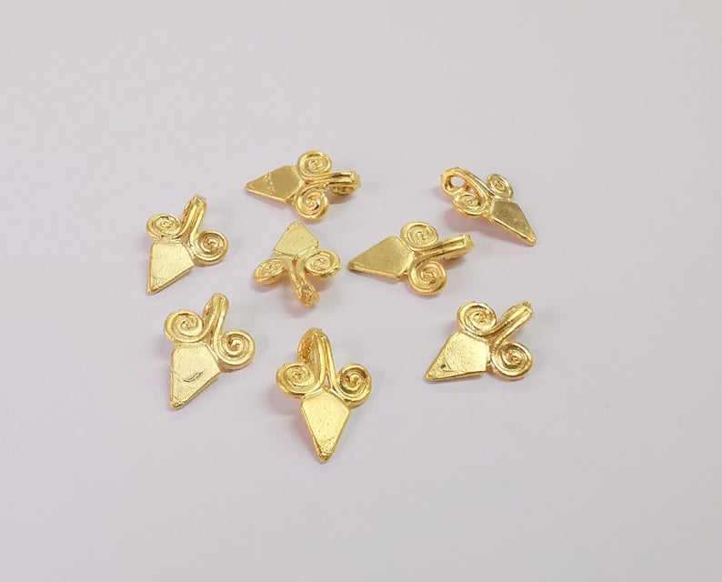 5 Spiral charms Gold plated brass charms (16x11mm) G24209