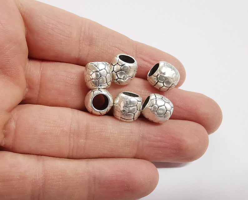 4 Barrel beads Antique silver plated beads (11x10mm) G24231