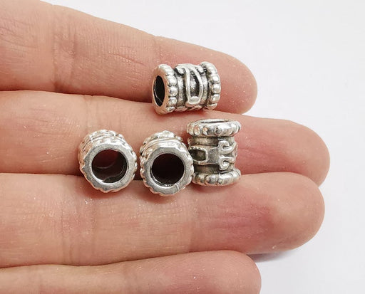 5 Rondelle beads Antique silver plated beads (13x11mm) G24236