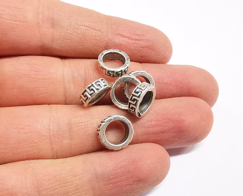 10 Round beads Antique silver plated beads (11mm) G24237