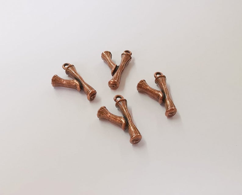 10 Tree branch charms Antique copper plated charms (21x12mm) G24257