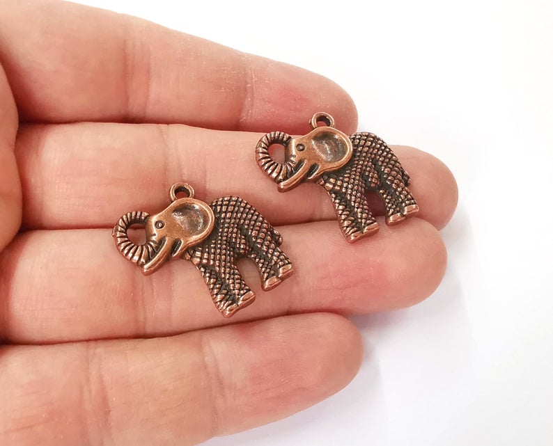 4 Elephant charms Antique copper plated charms (27x24mm) G24166