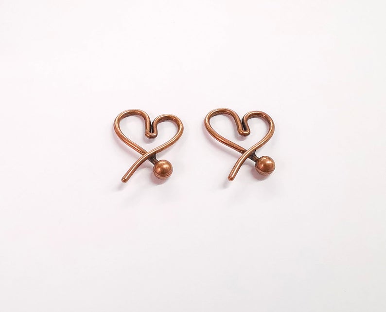 4 Heart charm Antique copper plated charm (27x21mm) G24319
