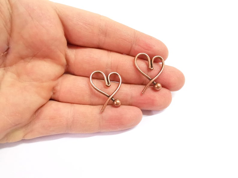 4 Heart charm Antique copper plated charm (27x21mm) G24319