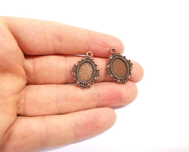 4 Frame Pendant Blank Antique Copper Plated Pendant (26x19mm) (14x10mm Blank Size) G24321